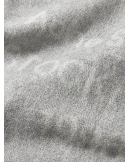 Acne Gray Venus 1996 Logo-Print Fringed Wool Scarf for men
