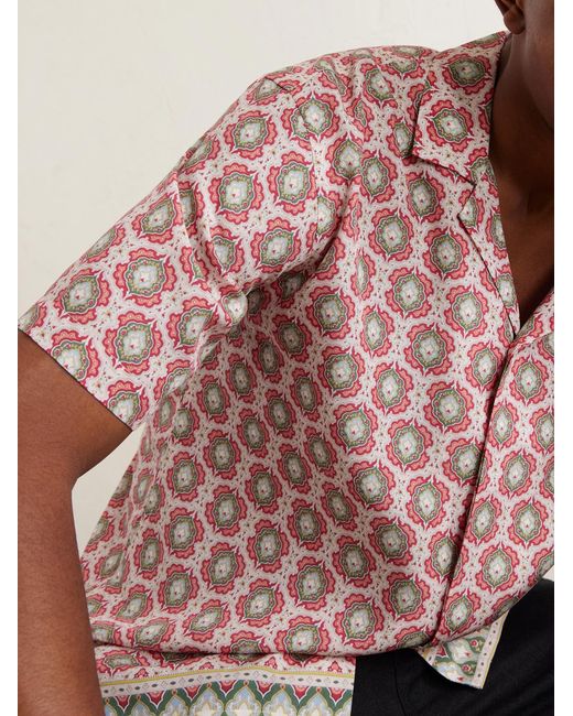 Orlebar Brown Pink Maitan Passetto Camp-Collar Printed Lyocell Shirt for men
