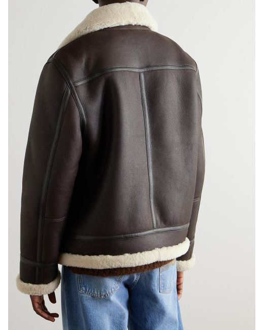 Mr P. Black Shearling Aviator Jacket for men