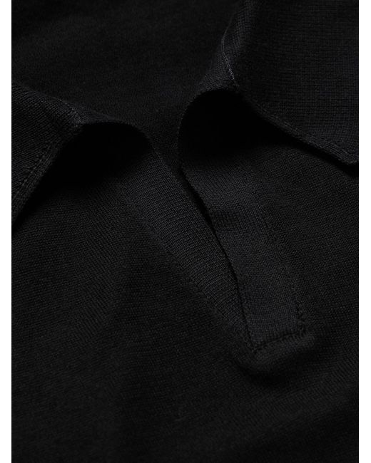 John Smedley Black Noah Sea Island Cotton Polo Shirt for men