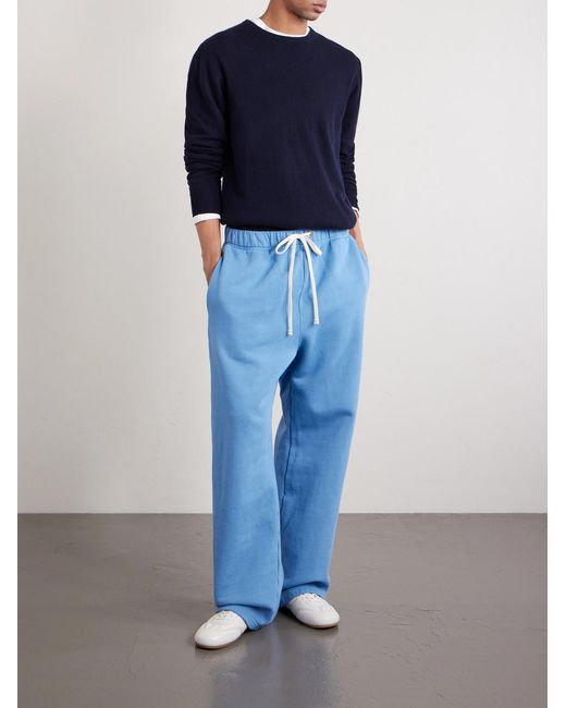 Les Tien Blue Heavyweight Straight-Leg Structured-Fleece Cotton-Jersey Sweatpants for men