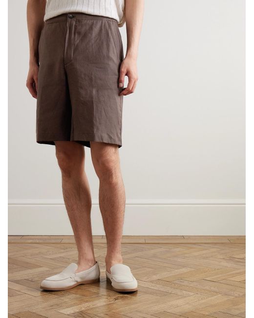 Loro Piana Brown Straight-Leg Linen Shorts for men