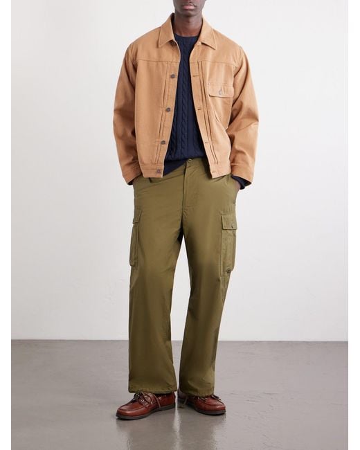Beams Plus Blue Cable-Knit Cotton Sweater for men