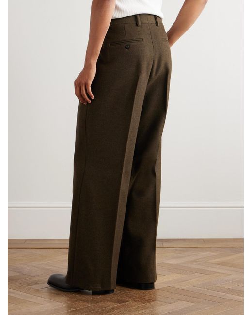 Loro Piana Brown Hubert Pleated Wool And Cashmere-Blend Wide-Leg Trousers for men