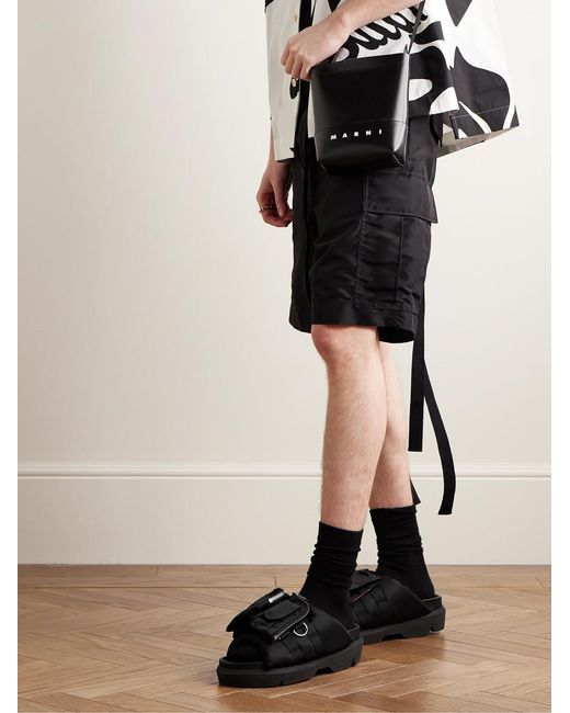 Sacai Black Webbing-Trimmed Shell Slides for men