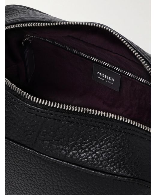 Metier Black Full-Grain Leather Wash Bag for men