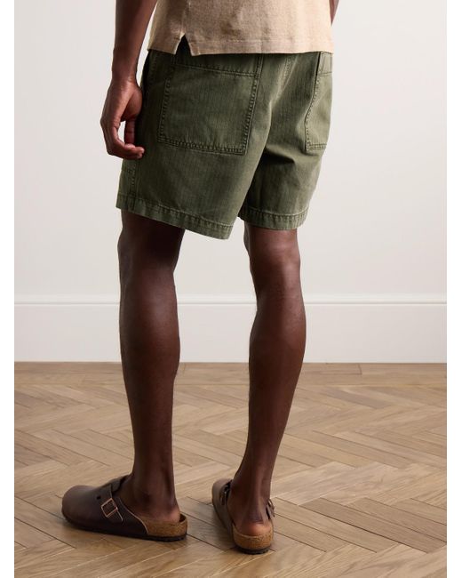 Alex Mill Green Field Straight-leg Herringbone Denim Shorts for men