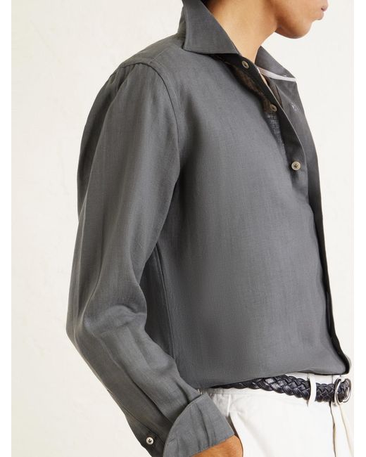 Eleventy Gray Linen Shirt for men
