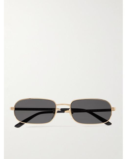 Gucci Metallic Rectangular-frame Gold-tone Sunglasses for men