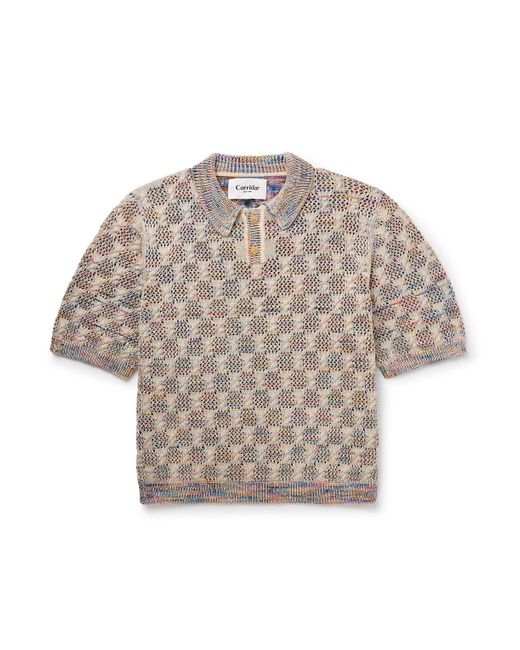 Corridor NYC Gray Crocheted Pima Cotton Polo Shirt for men