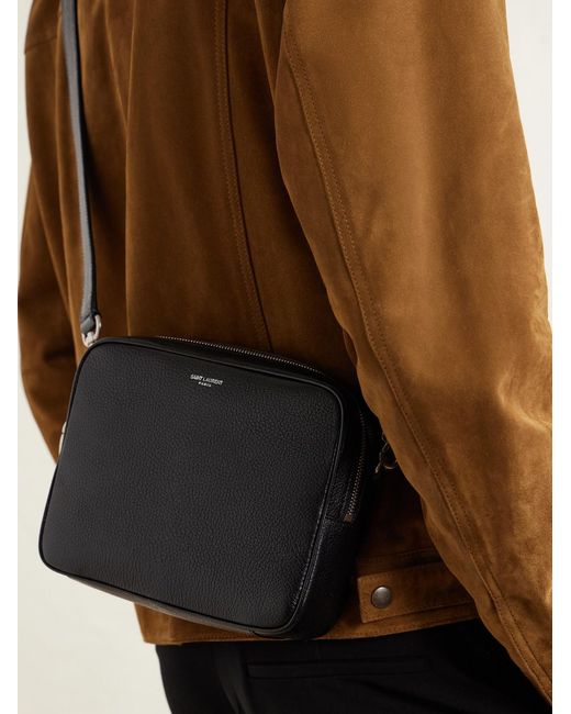 Saint Laurent Black Small Full-grain Leather Messenger Bag for men