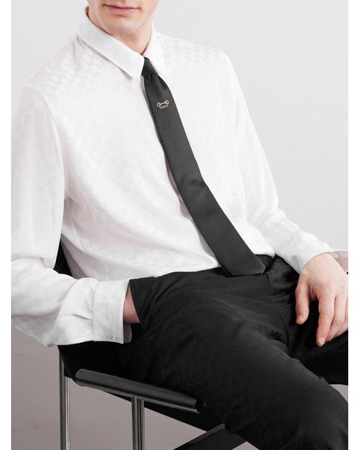 Gucci White 7Cm Silk-Twill Tie for men