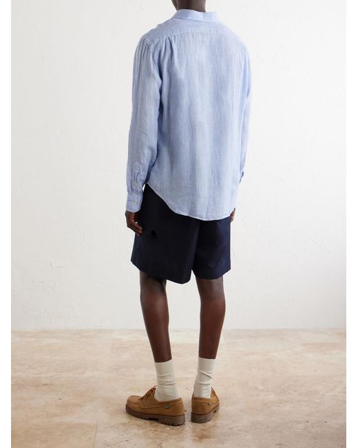 Polo Ralph Lauren Blue Checked-Woven Linen Shirt for men