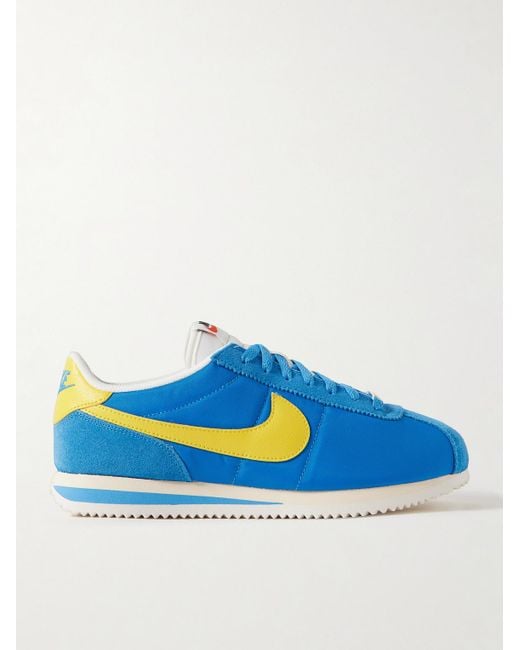Nike Blue Cortez Suede And Leather-Trimmed Shell Sneakers for men