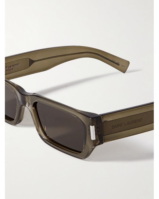 Saint Laurent White New Wave Rectangular-Frame Acetate Sunglasses for men