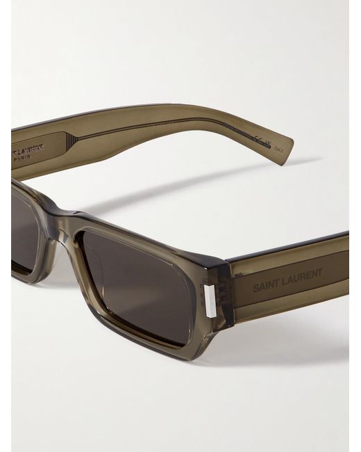 Saint Laurent White New Wave Rectangular-frame Acetate Sunglasses for men