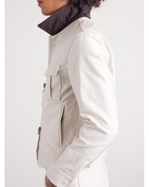 Tom Ford White Slim-Fit Cotton-Satin Blouson Jacket for men