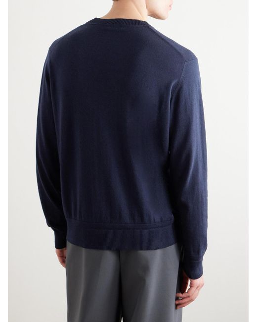 Etro Blue Logo-embroidered Cotton And Cashmere-blend Sweater for men