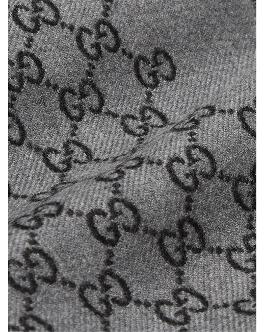 Gucci Gray Reversible Logo-Print Wool Scarf for men