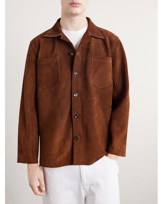 Bode Brown Suede Overshirt for men