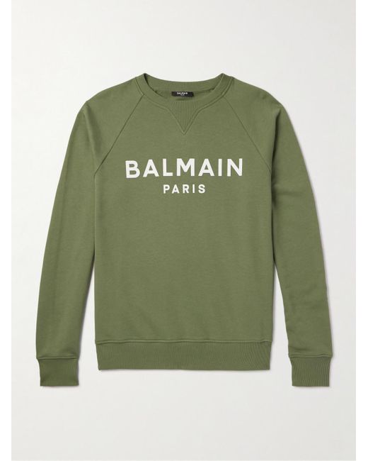 Felpa in jersey di cotone con logo di Balmain in Green da Uomo