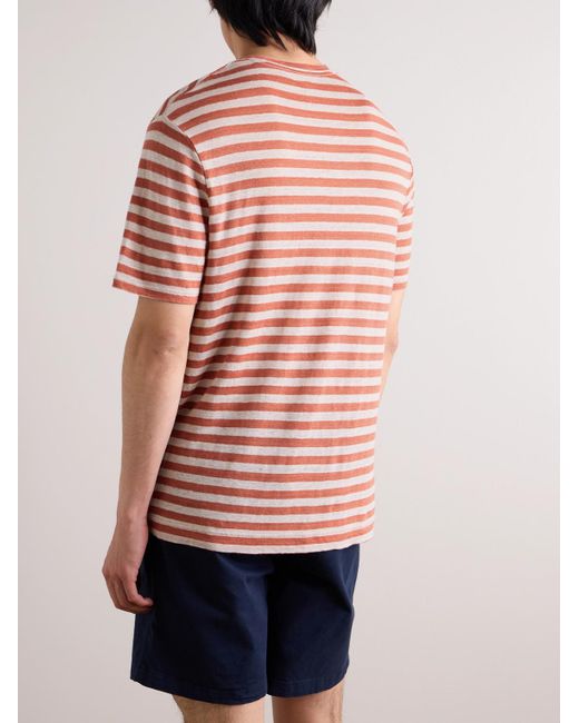 Mr P. Red Striped Linen-jersey T-shirt for men