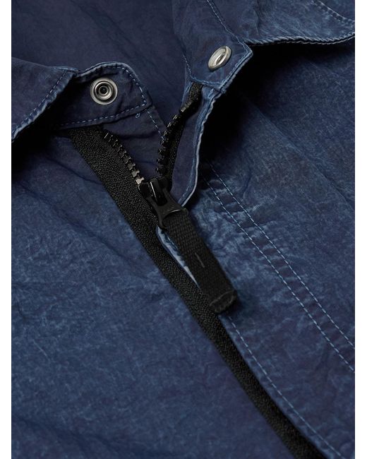 Stone Island Blue Hollow Denim Research Logo-Appliquéd Shell Overshirt for men