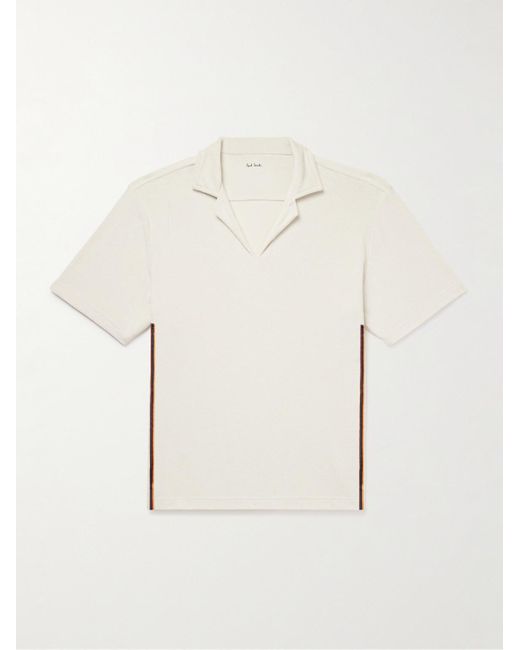 Paul Smith Natural Logo-appliquéd Striped Cotton-blend Terry Polo Shirt for men