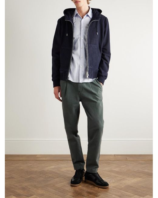 Mr P. Gray Daniel Tapered Pleated Organic Cotton-Canvas Trousers for men