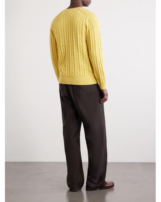 Beams Plus Yellow Cable-knit Cotton Sweater for men