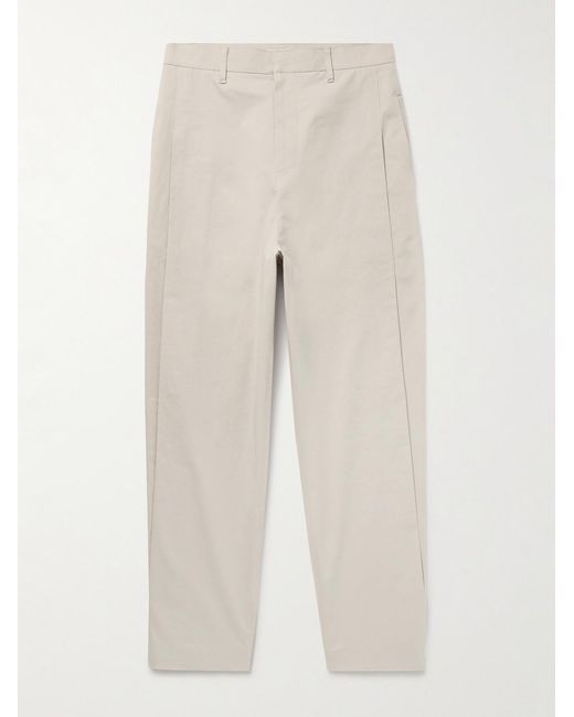 Amomento Natural Straight-Leg Pleated Cotton-Blend Poplin Trousers for men