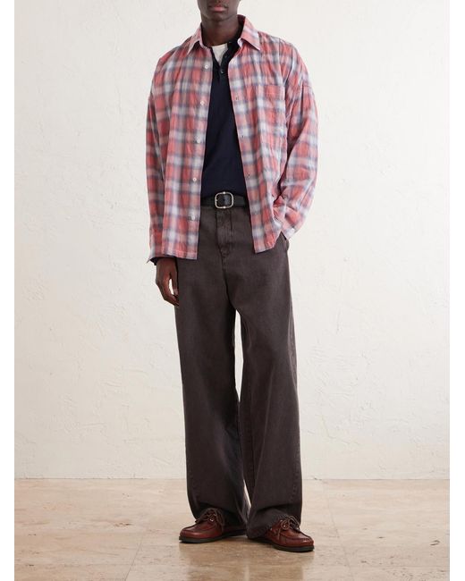 NAHMIAS Pink Checked Cotton-Blend Shirt for men