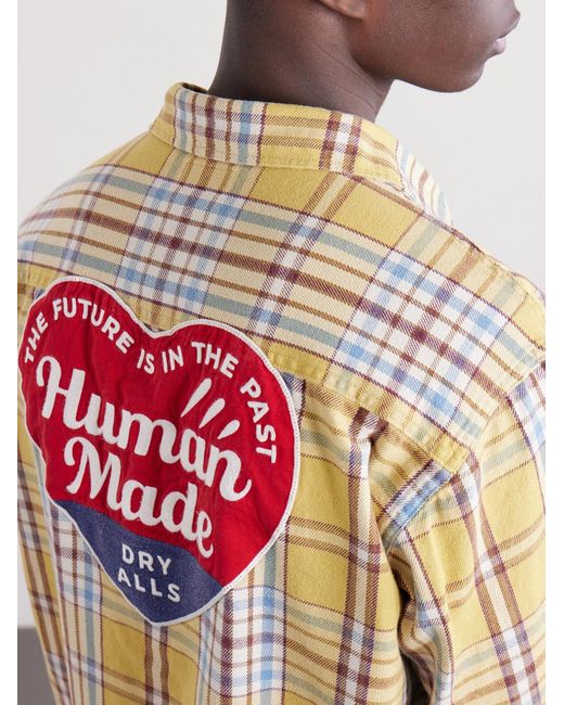 Human Made Metallic Logo-embroidered Checked Cotton-flannel Shirt for men