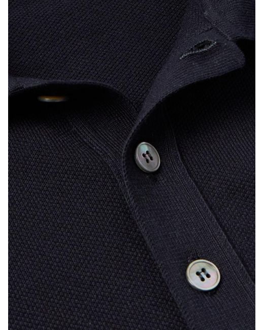 Zegna Blue Slim-Fit Cotton-Piqué Polo Shirt for men