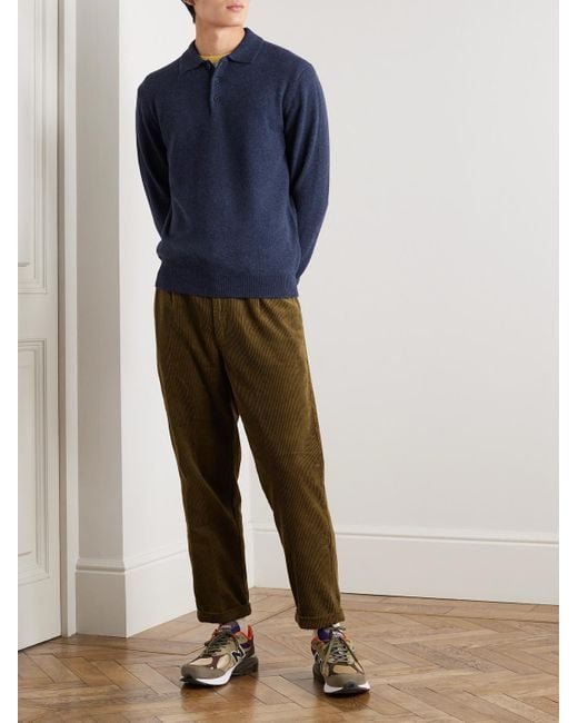 Beams Plus Blue Wool Polo Shirt for men