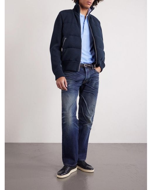 Tom Ford Blue Slim-Fit Quilted Wool Down Jacket for men