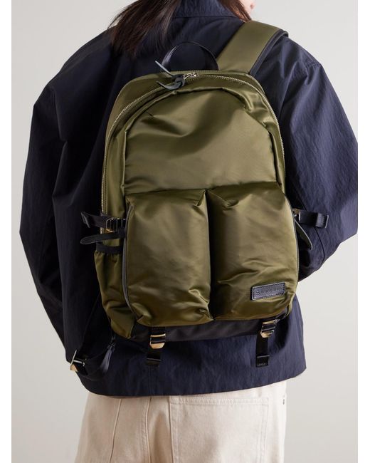 Master Piece Green Lightning Cordura-Trimmed Nylon-Twill Backpack for men