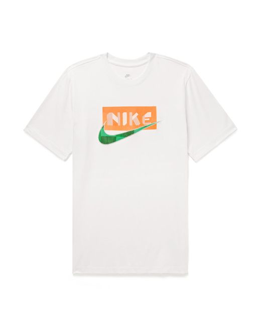 Nike White Sportswear Printed Appliquéd Cotton-jersey T-shirt for men