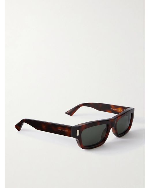 Saint Laurent Black Rectangular-Frame Tortoiseshell Acetate Sunglasses for men