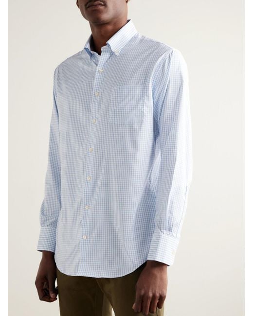 Peter Millar Blue Hanford Button-down Collar Checked Twill Shirt for men