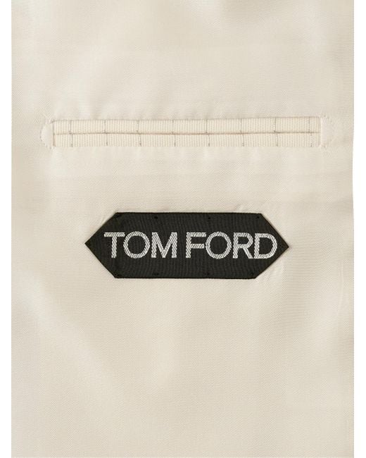 Tom Ford Dyllan doppelreihiges Sakko aus einer Wollmischung mit Metallic-Streifen in Natural für Herren