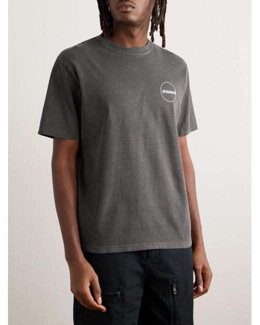 Thisisneverthat Gray Logo-print Cotton-jersey T-shirt for men