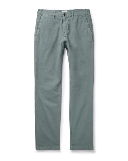 Hartford Blue Tyron Slim-fit Straight-leg Cotton And Linen-blend Twill Trousers for men