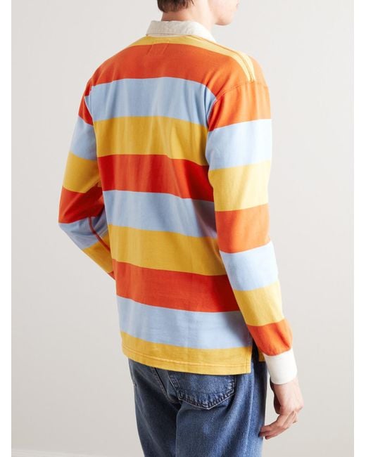 Polo in jersey di cotone a righe di Drake's in Orange da Uomo
