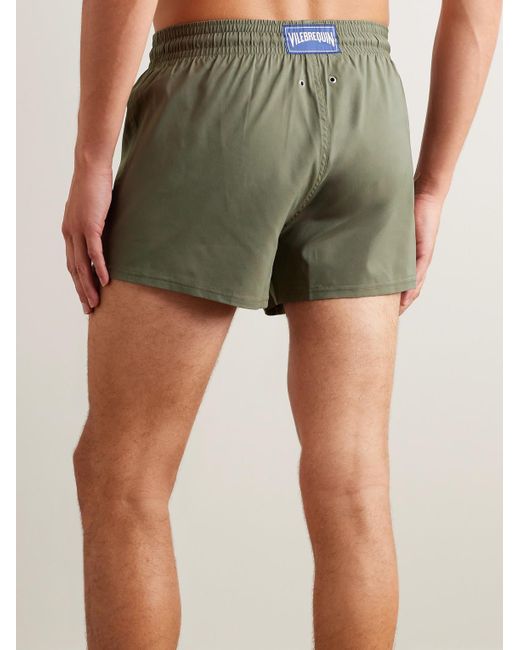 Shorts da mare corti slim-fit in tessuto riciclato Man di Vilebrequin in Green da Uomo