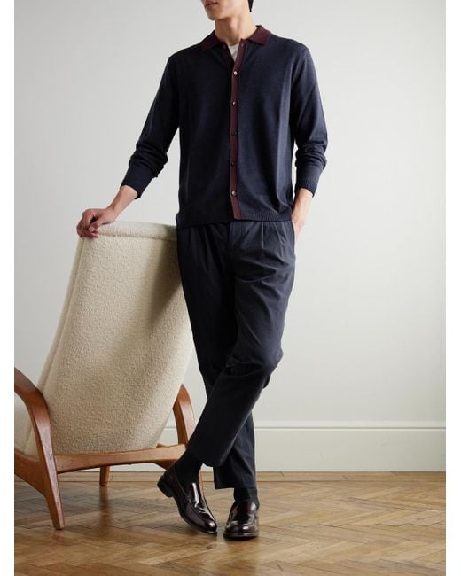 Mr P. Blue Two-tone Merino Wool Shirt for men