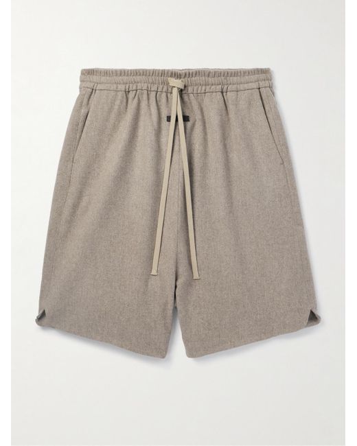 Fear Of God Gray Straight-leg Logo-appliquéd Wool-blend Drawstring Shorts for men