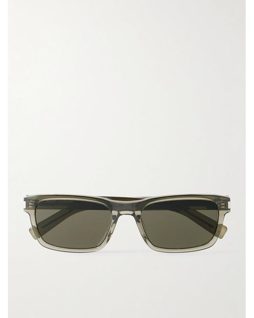 Saint Laurent Green New Wave Rectangular-frame Acetate Sunglasses for men
