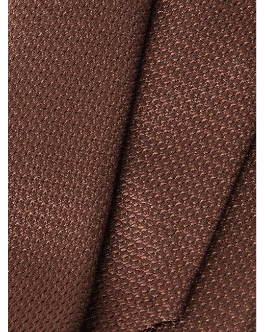 De Petrillo Brown Houndstooth Silk-jacquard Tie for men
