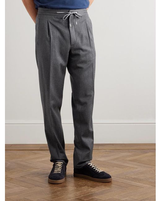 Lardini Gerade geschnittene Hose aus einer Stretch-Schurwoll-Kaschmirmischung mit Kordelzugbund und Falten in Gray für Herren